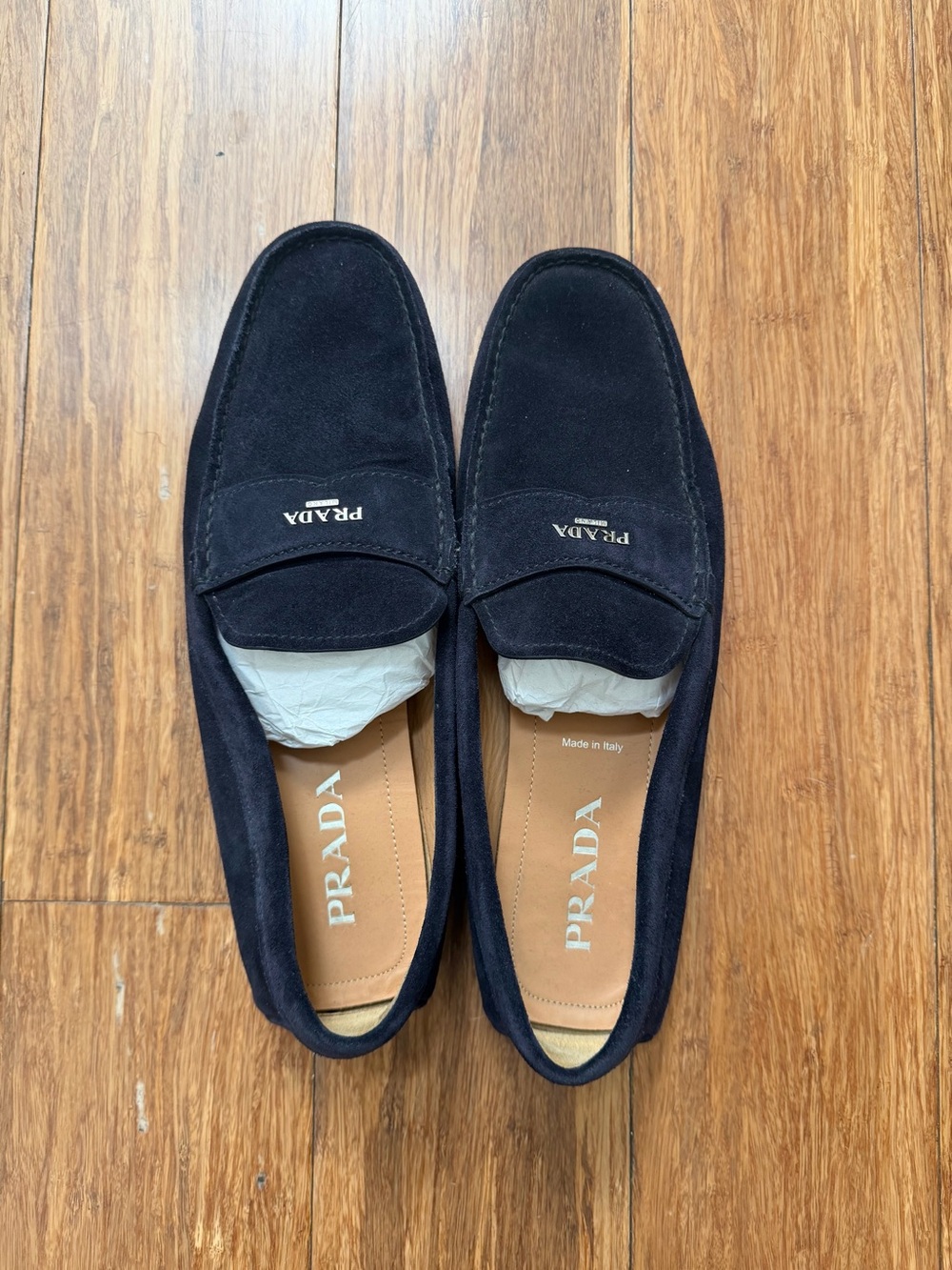 Prada Men's Black Suede Penny Loafers